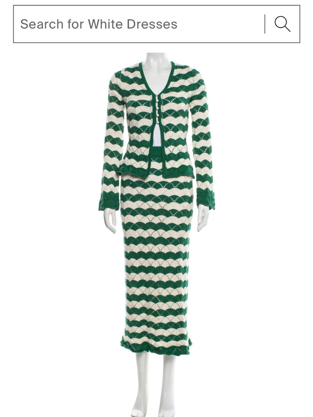 Green and Cream Knit Two-Piece Set